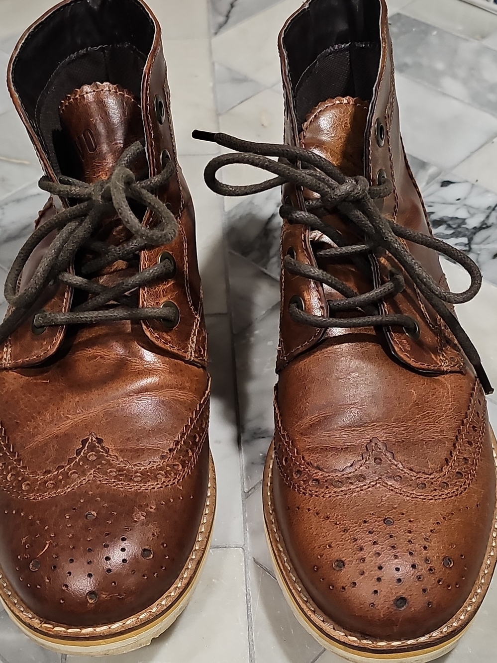 Crevo Men's Brown Leather Boardwalk Boots Size 9